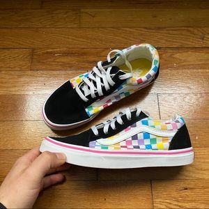 Womens Checkered Pattern Vans Old Skool Low Tops